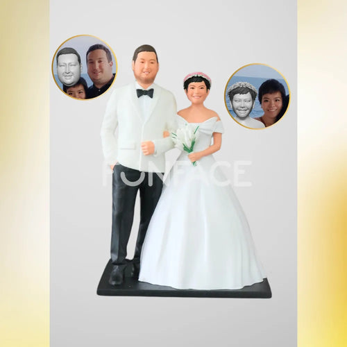 Personalized Bride & Groom Wedding Figurine – Custom FunFace Couple Statue