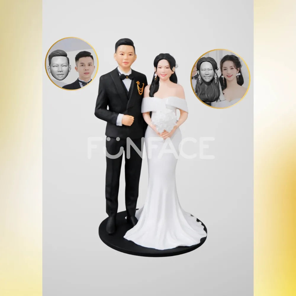 Personalized Bride & Groom Wedding Figurine – Custom FunFace Couple Statue