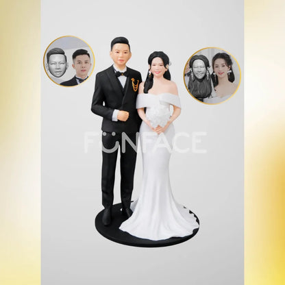 Personalized Bride & Groom Wedding Figurine – Custom FunFace Couple Statue