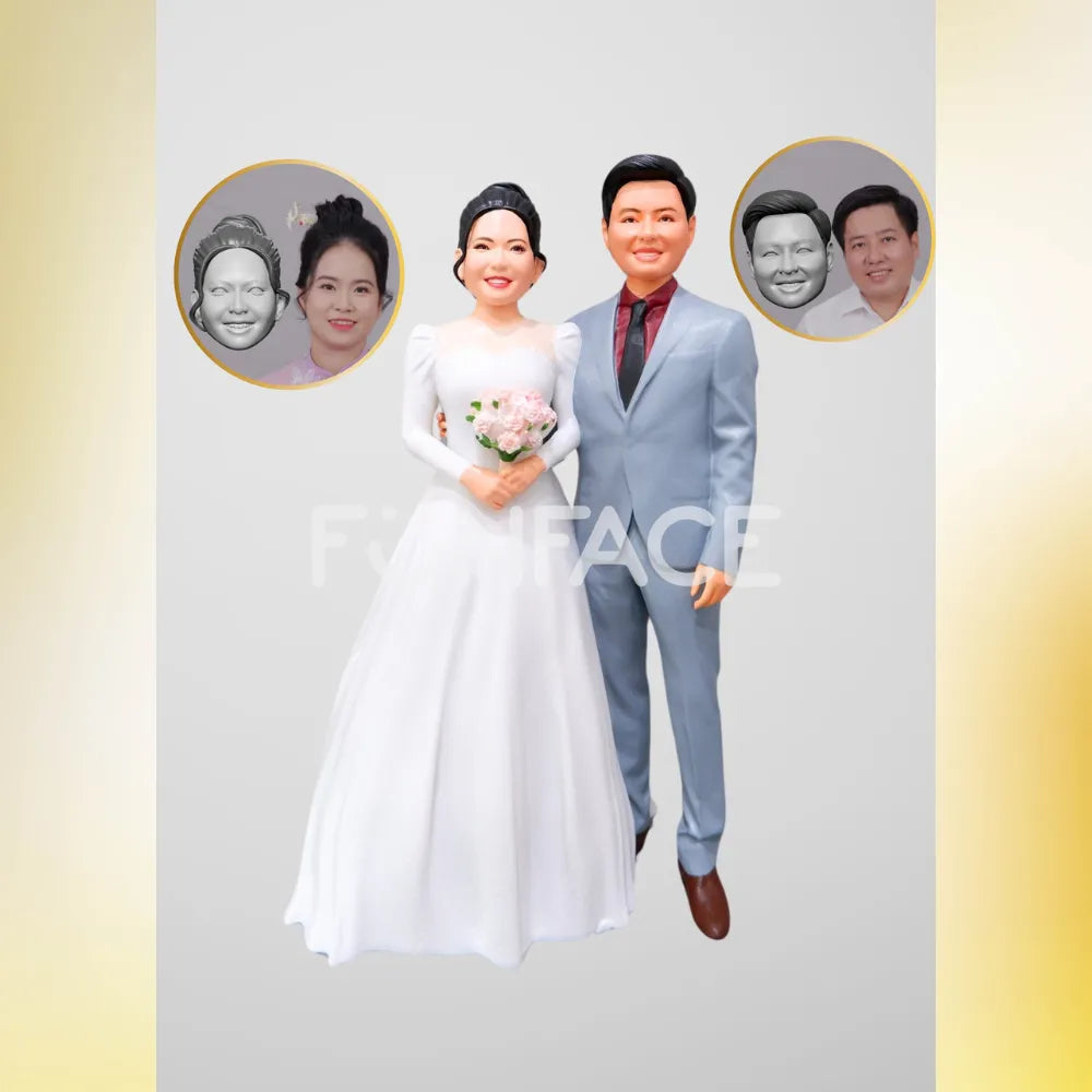 Personalized Bride & Groom Wedding Figurine – Custom FunFace Couple Statue