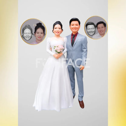 Personalized Bride & Groom Wedding Figurine – Custom FunFace Couple Statue