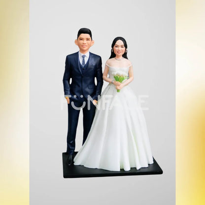 Personalized Bride & Groom Wedding Figurine – Custom FunFace Couple Statue